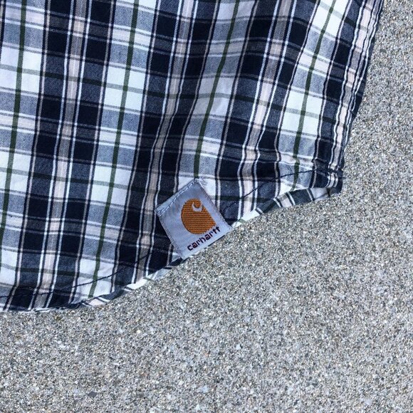 Vintage CARHARTT Button Up Shirt 3XL Men's Plaid Relaxed Fit Long Sleeve Top - Picture 7 of 10